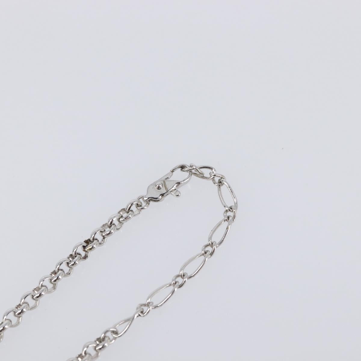 SAINT LAURENT Necklace Metal Silver Green Auth BA15462