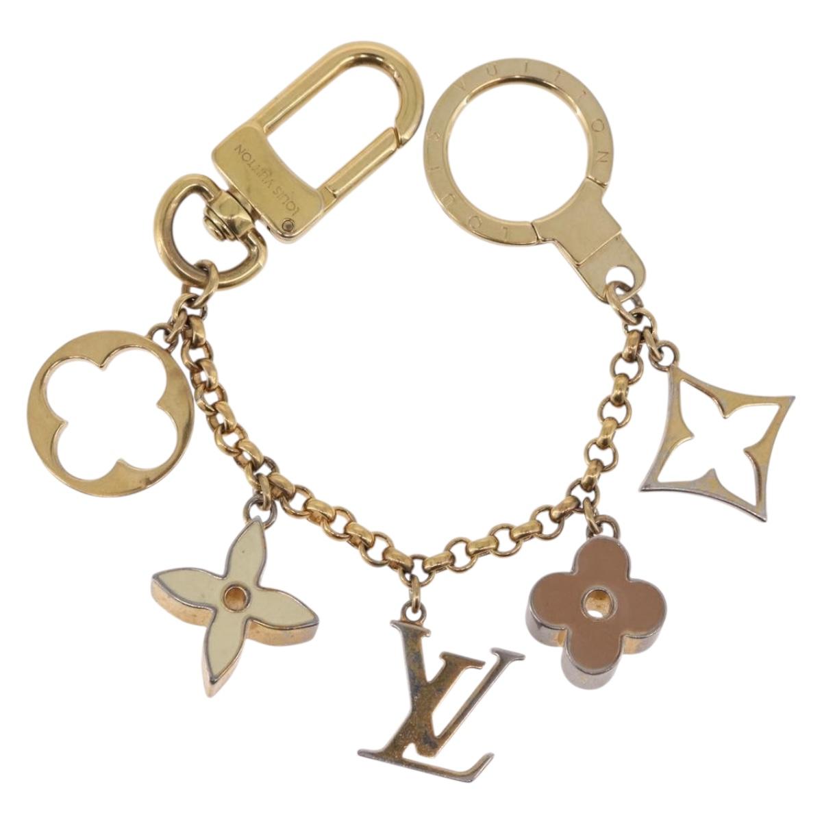 LOUIS VUITTON Fleur de Monogram Charm Metal Gold Tone LV Auth BA15463