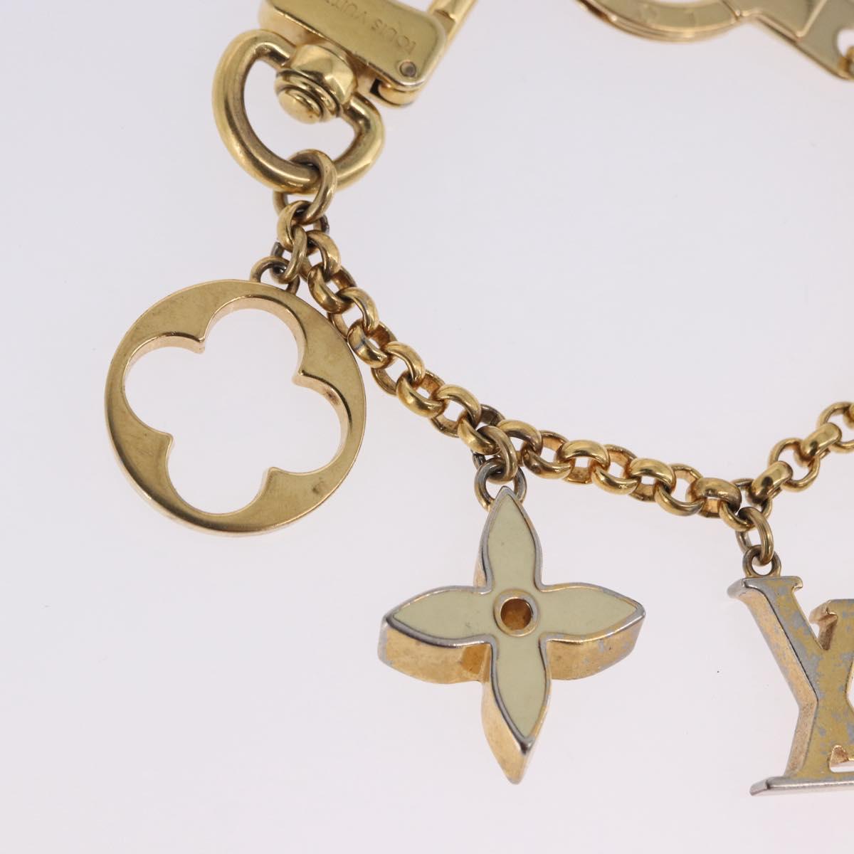 LOUIS VUITTON Fleur de Monogram Charm Metal Gold Tone LV Auth BA15463
