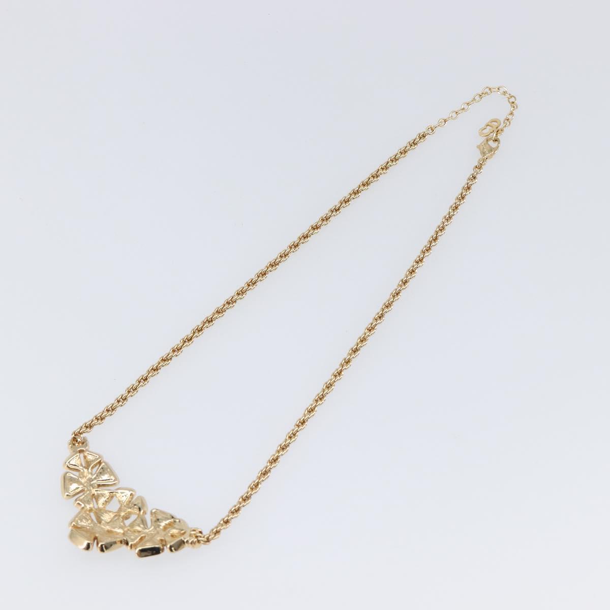 Christian Dior Necklace Metal Gold Tone Green Auth BA15465V