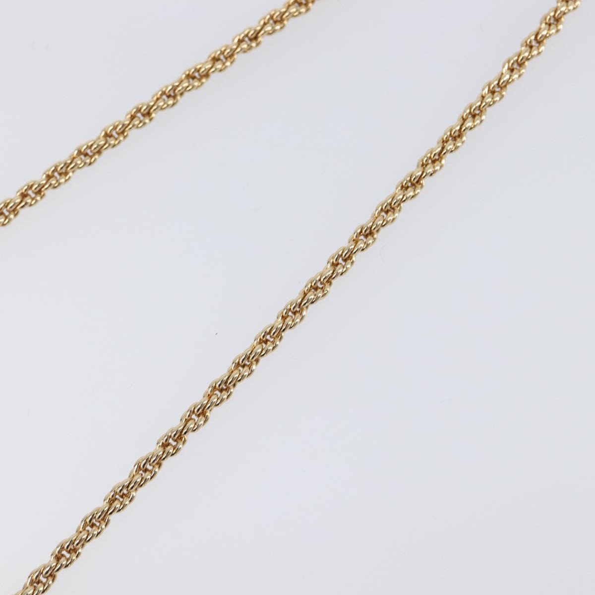Christian Dior Necklace Metal Gold Tone Green Auth BA15465V