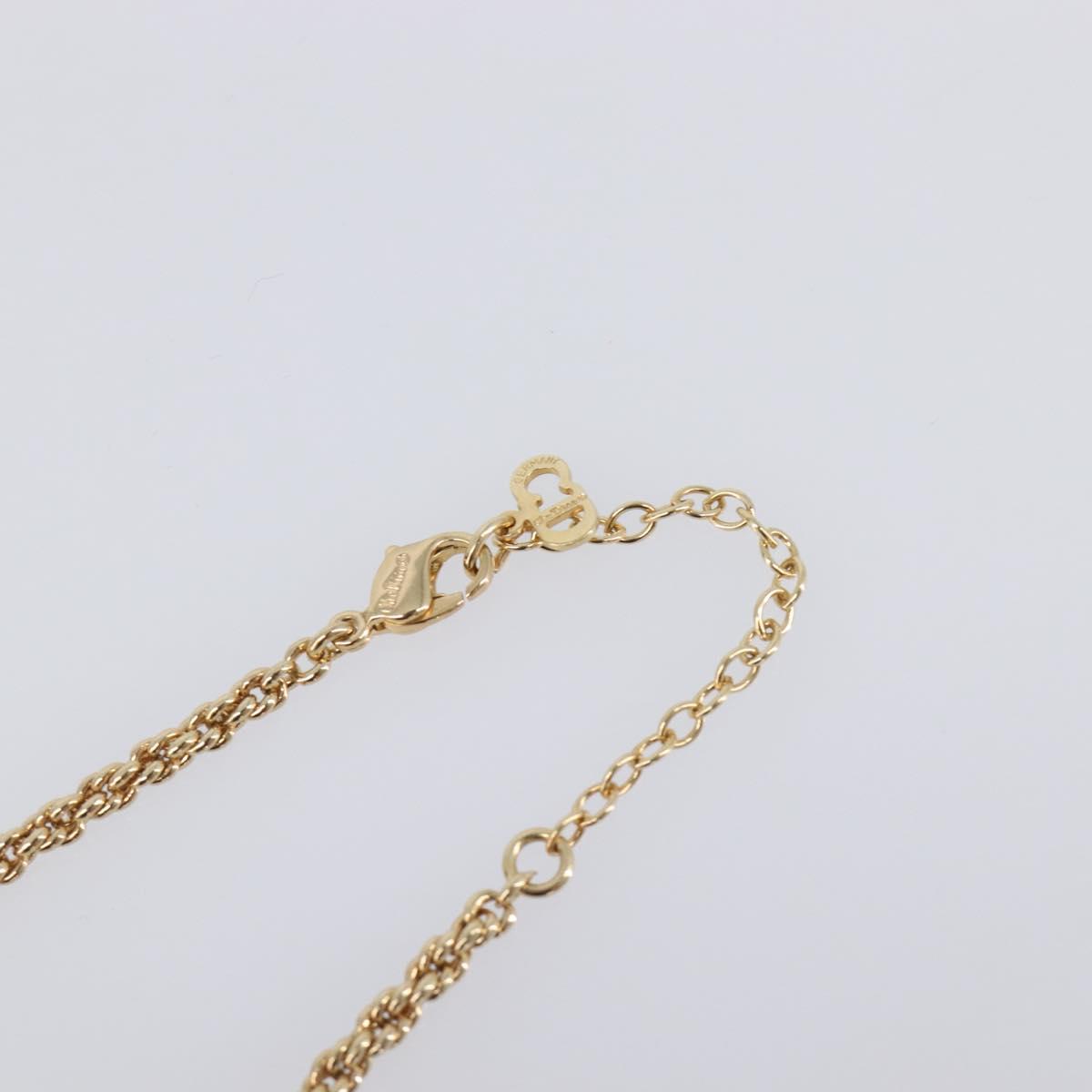 Christian Dior Necklace Metal Gold Tone Green Auth BA15465V