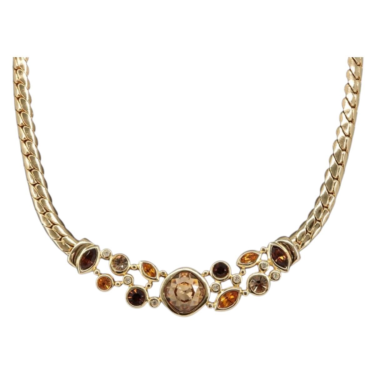 Christian Dior Necklace Metal Gold Tone Auth BA15466V