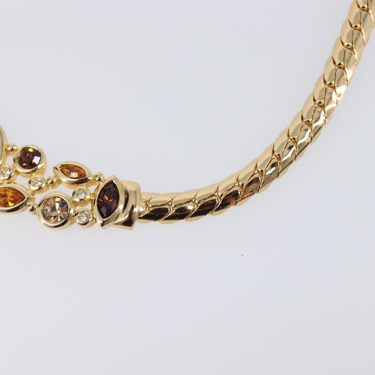 Christian Dior Necklace Metal Gold Tone Auth BA15466V