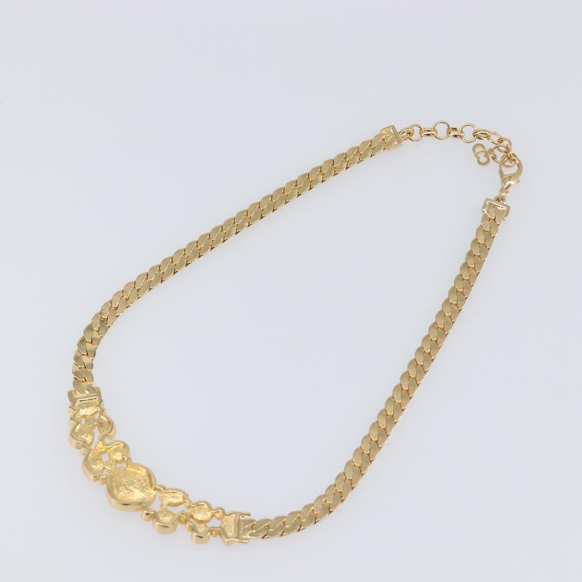 Christian Dior Necklace Metal Gold Tone Auth BA15466V