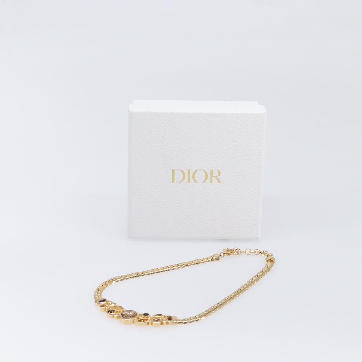 Christian Dior Necklace Metal Gold Tone Auth BA15466V