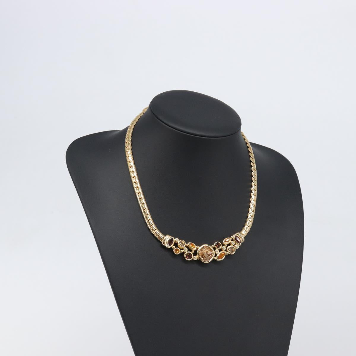 Christian Dior Necklace Metal Gold Tone Auth BA15466V