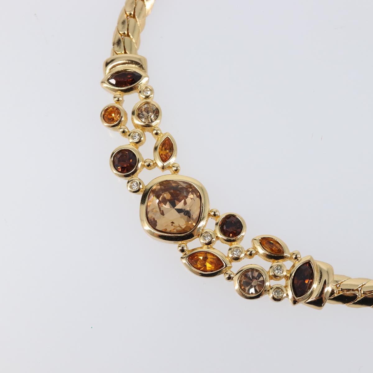Christian Dior Necklace Metal Gold Tone Auth BA15466V