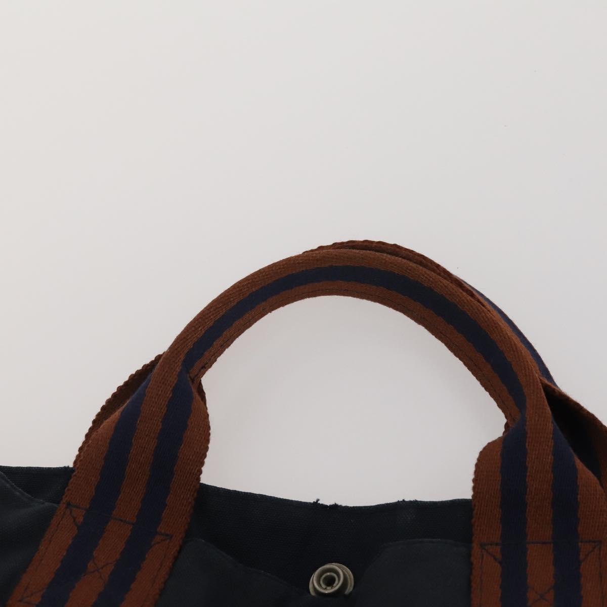 HERMES Fourre Tout Hand Bag Cotton 3 Set Navy Gray Auth BA15471