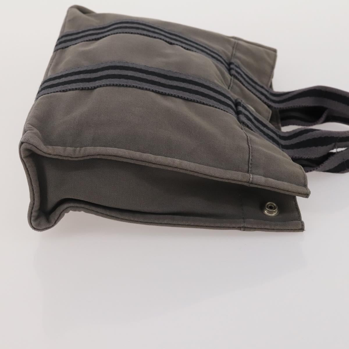 HERMES Fourre Tout Hand Bag Cotton 3 Set Navy Gray Auth BA15471