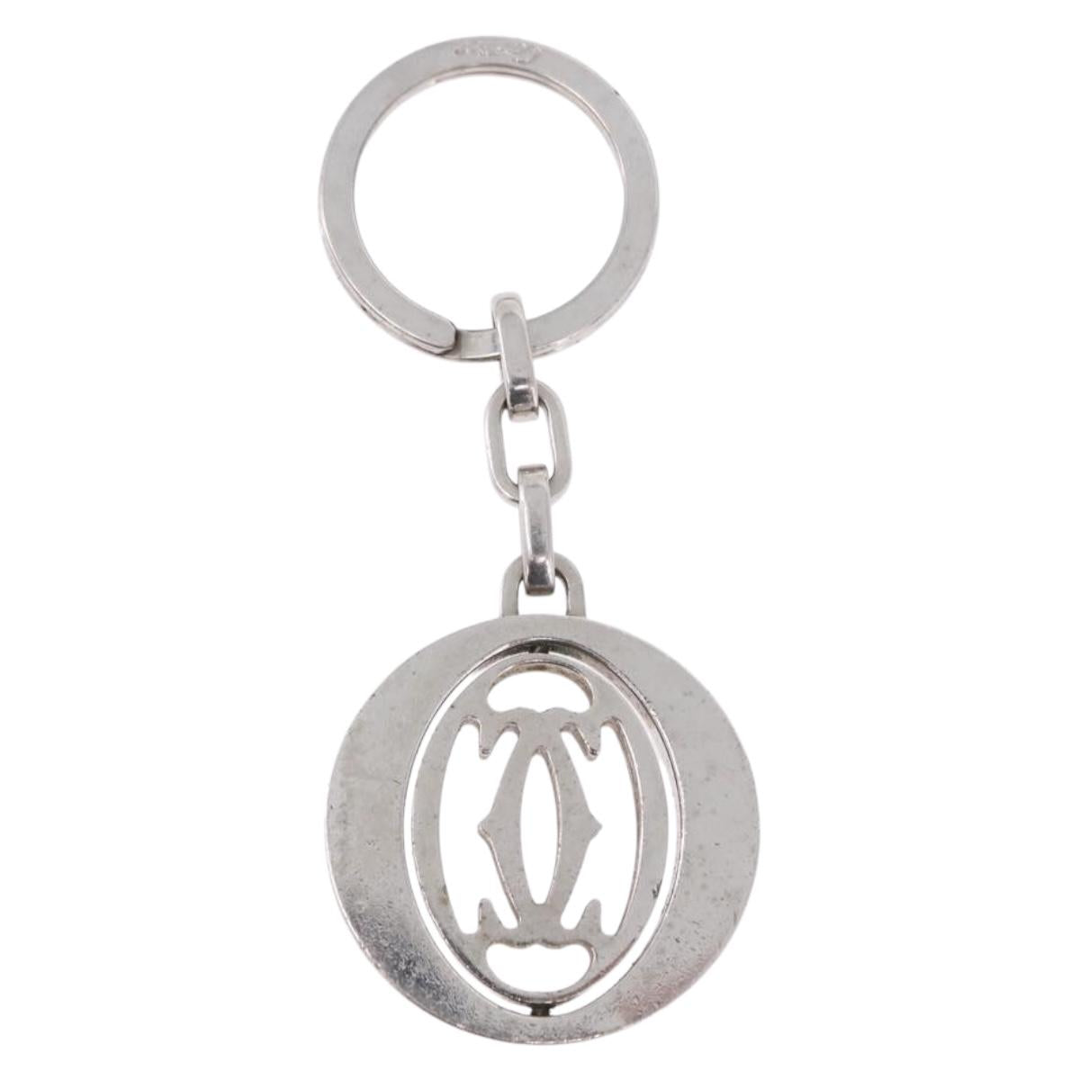 CARTIER Must Line Double C Decor Key Holder Silver Auth BA15473A