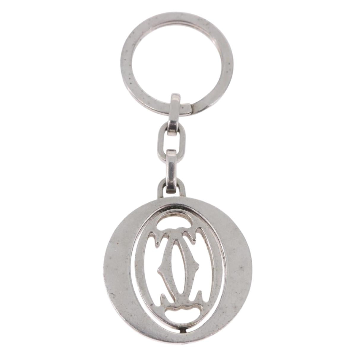 CARTIER Must Line Double C Decor Key Holder Silver Auth BA15473A