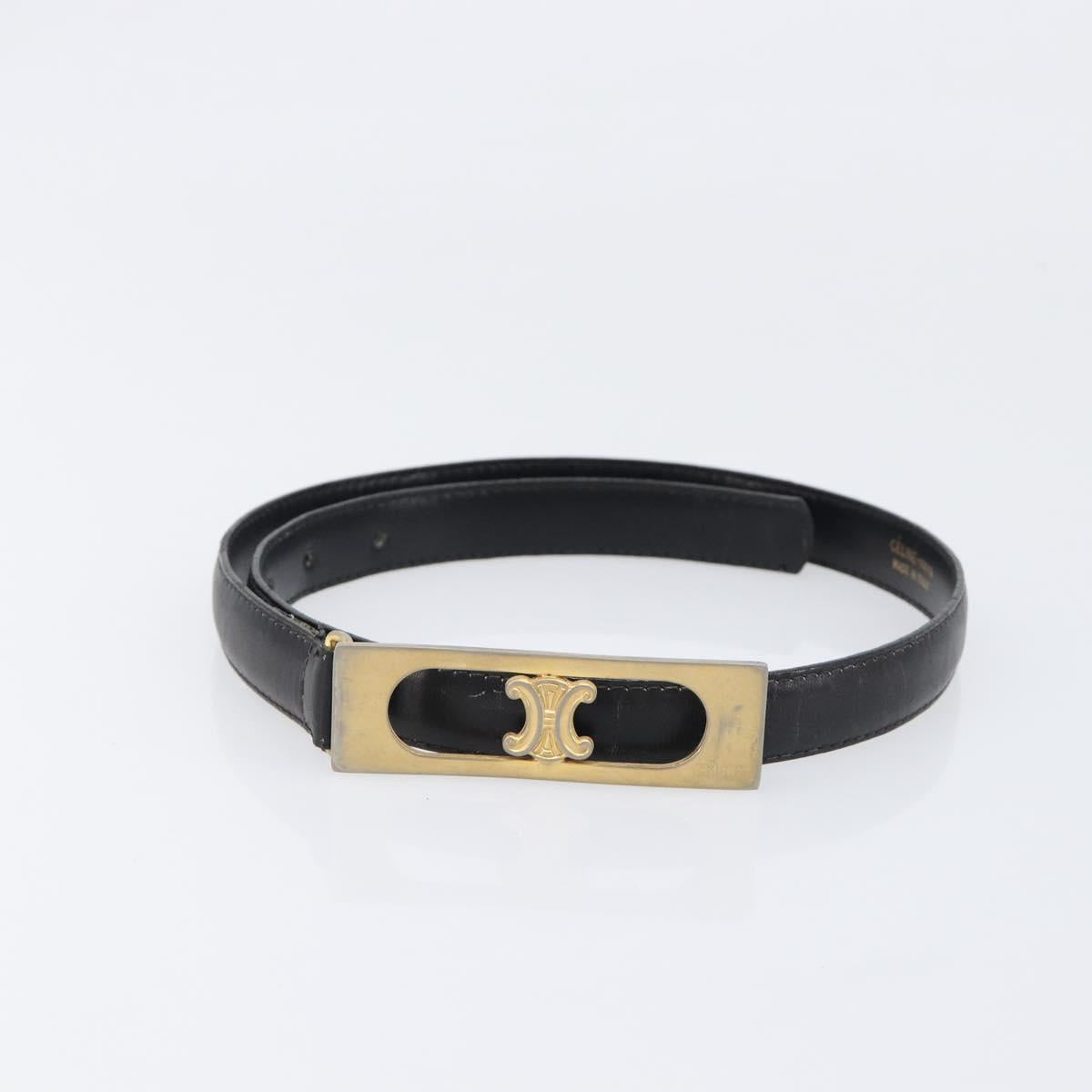 CELINE Belt Leather 4 Set Black Brown Gold tone Auth BA15475