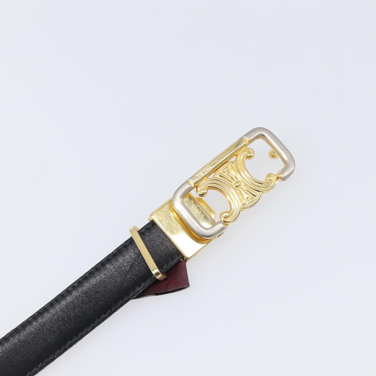 CELINE Belt Leather 4 Set Black Brown Gold tone Auth BA15475