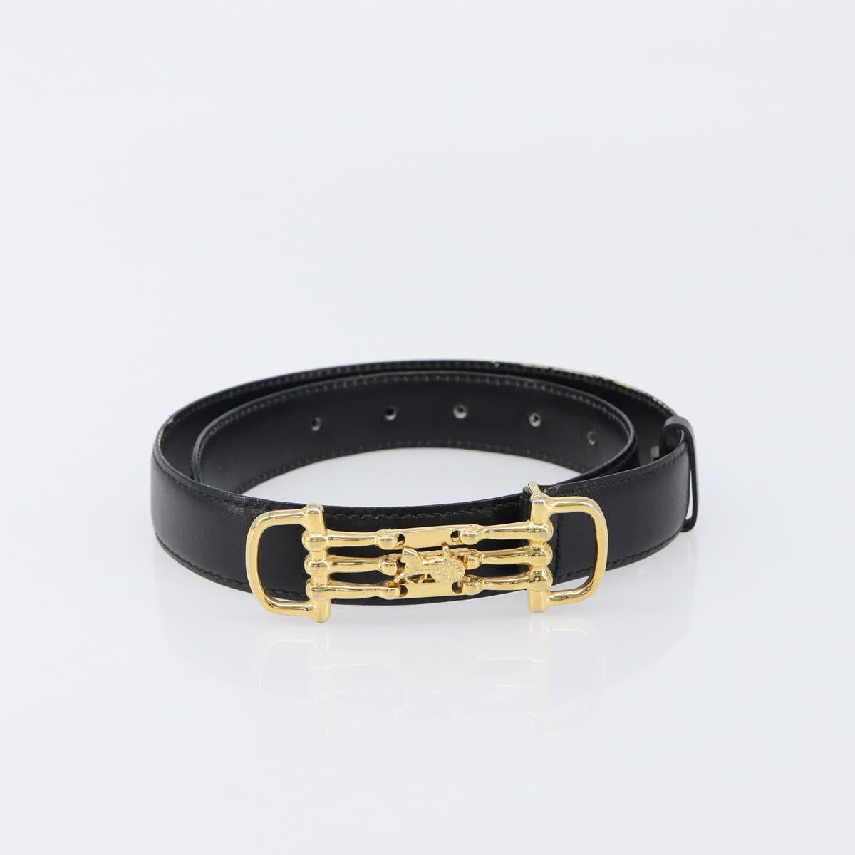 CELINE Belt Leather 4 Set Black Brown Gold tone Auth BA15475
