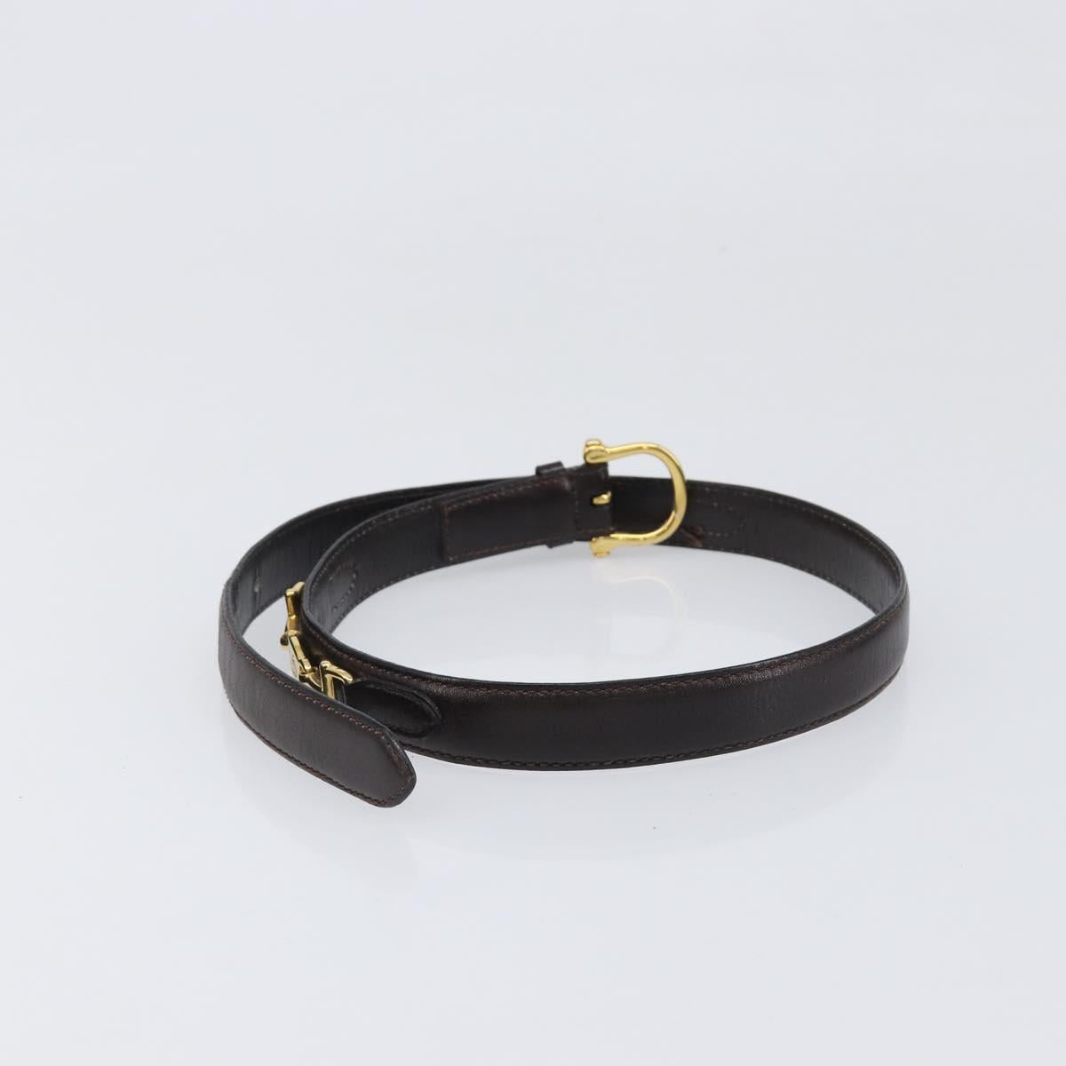 CELINE Belt Leather 4 Set Black Brown Gold tone Auth BA15476