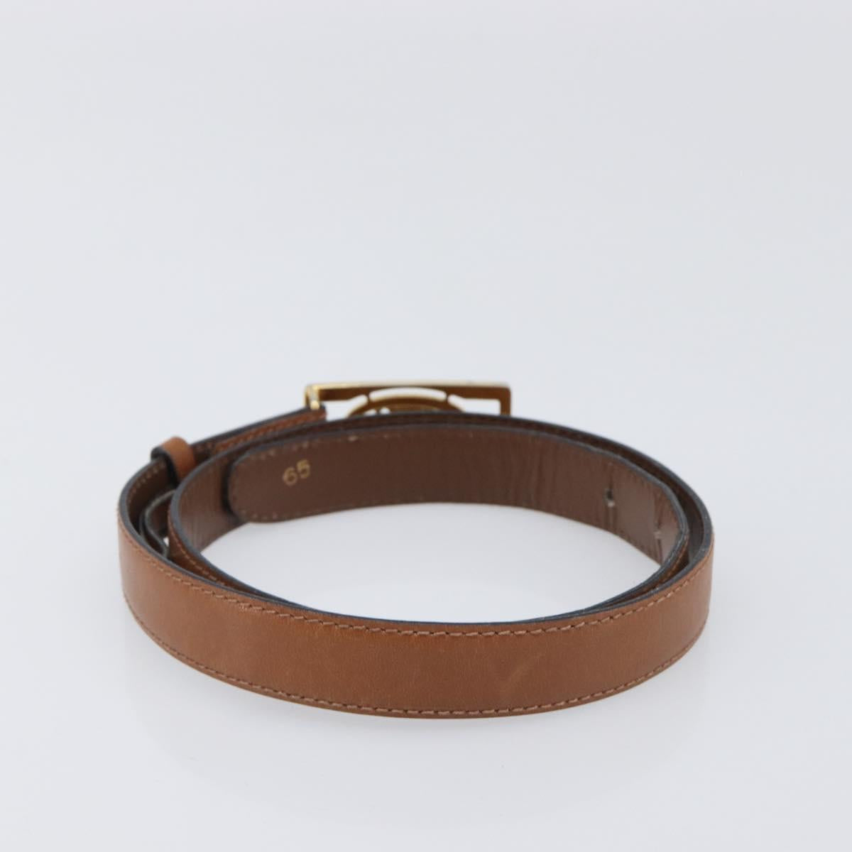 CELINE Belt Leather 5 Set Brown Gold Tone Silver Auth BA15477