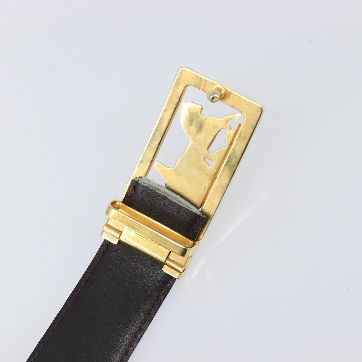 CELINE Belt Leather 5 Set Brown Gold Tone Silver Auth BA15477