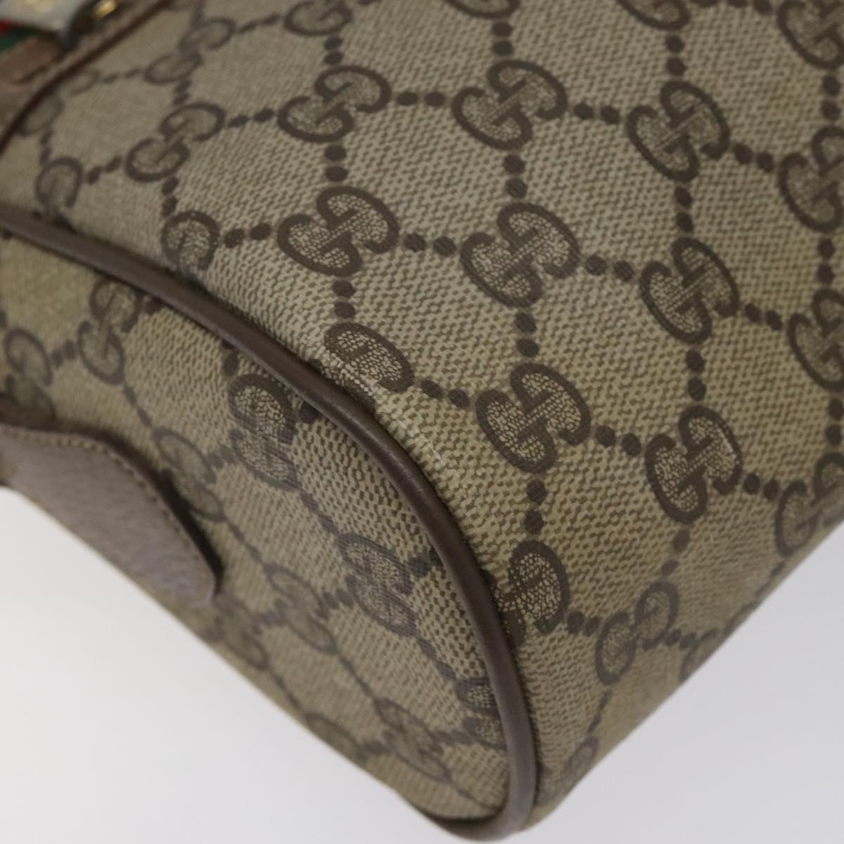 GUCCI GG Supreme Web Sherry Line Bag PVC Beige Gold 72 02 088 Auth BA1548