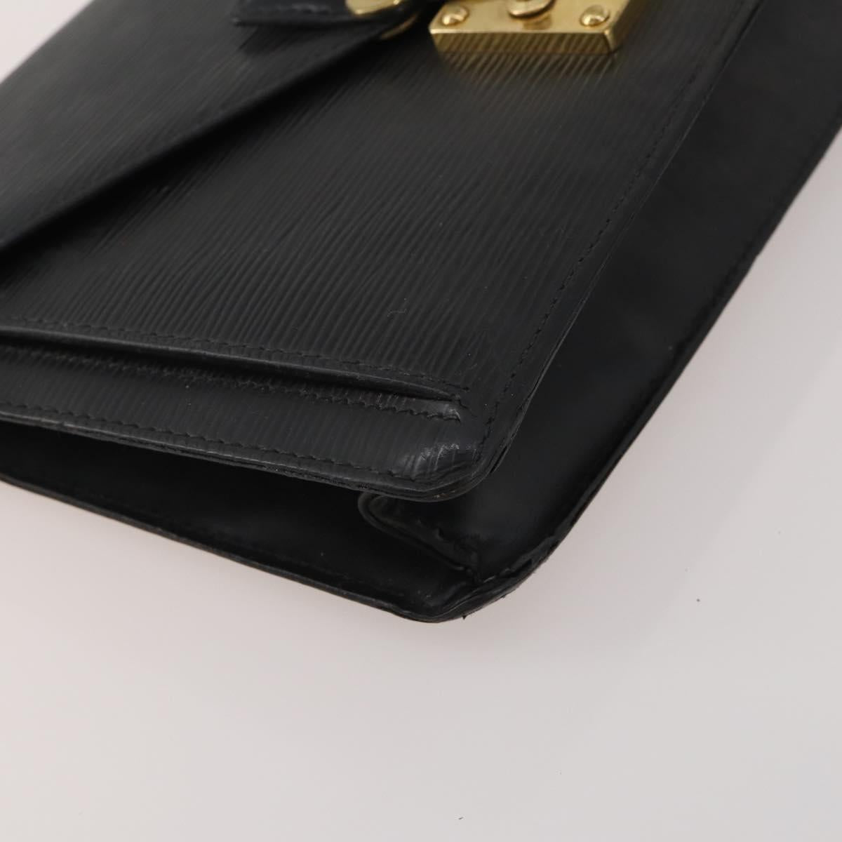 LOUIS VUITTON Epi Taiga Clutch Bag 2 Set Black Green LV Auth BA15485