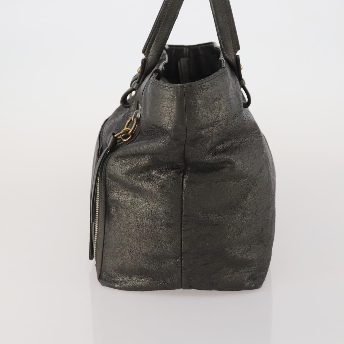 Chloe Tote Bag Leather Gray Gold Tone Auth BA15487