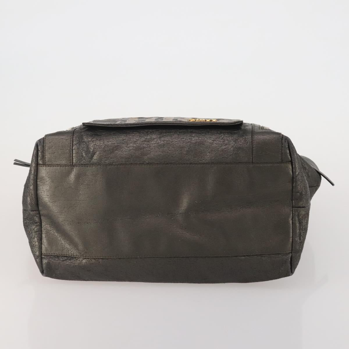 Chloe Tote Bag Leather Gray Gold Tone Auth BA15487