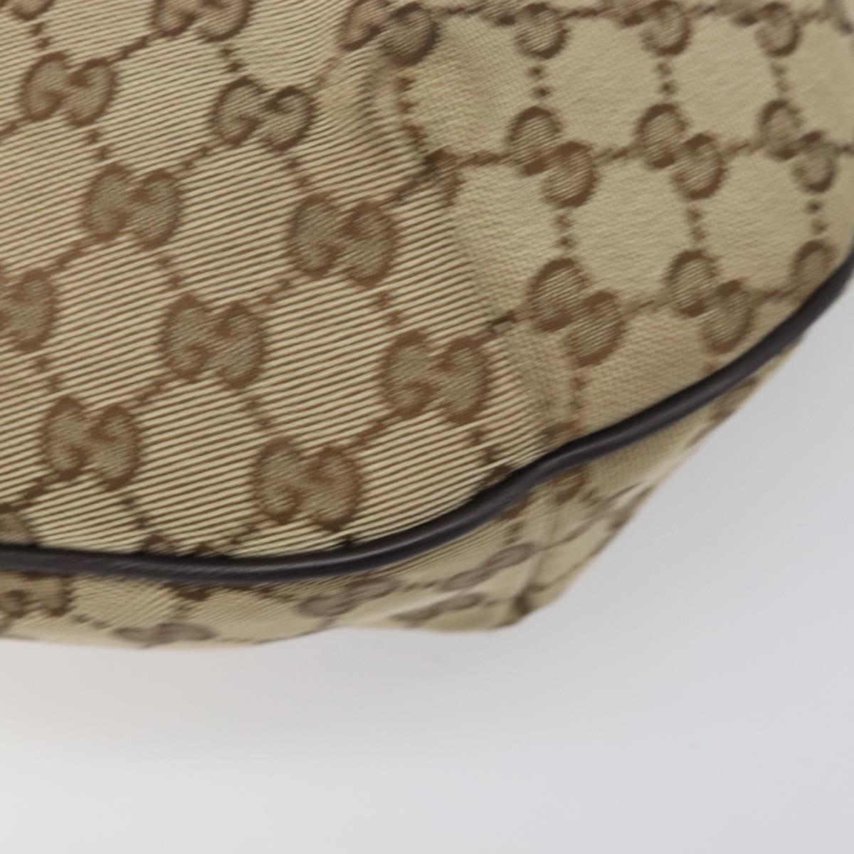 GUCCI GG Canvas Web Sherry Line Shoulder Bag Beige Silver 181092 Auth BA15488