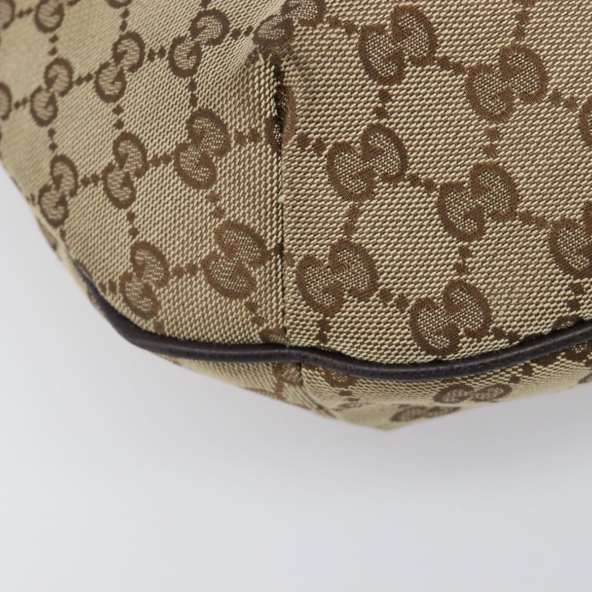 GUCCI GG Canvas Web Sherry Line Shoulder Bag Beige Silver 181092 Auth BA15488