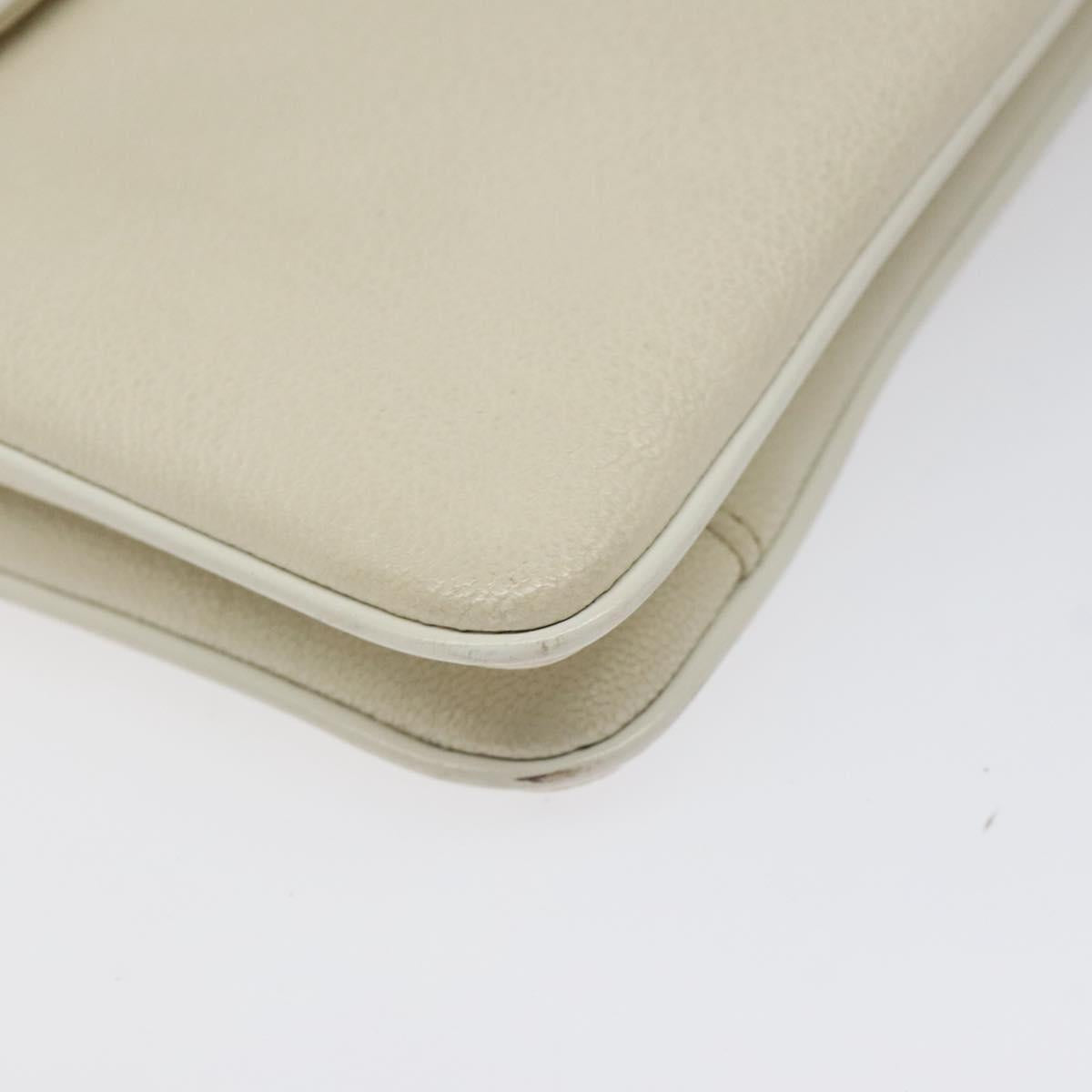 GIVENCHY Shoulder Bag Leather White Gold Auth BA1549