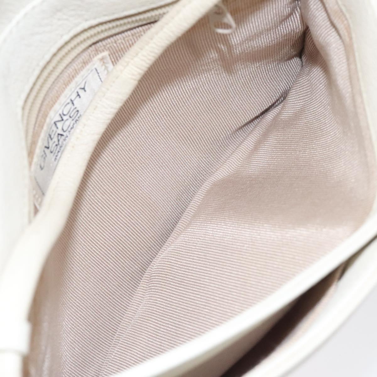 GIVENCHY Shoulder Bag Leather White Gold Auth BA1549
