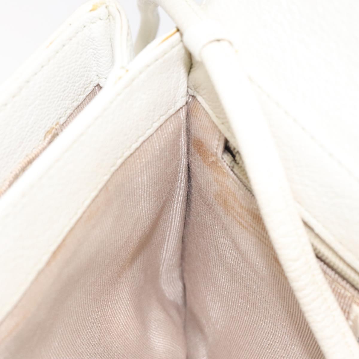 GIVENCHY Shoulder Bag Leather White Gold Auth BA1549