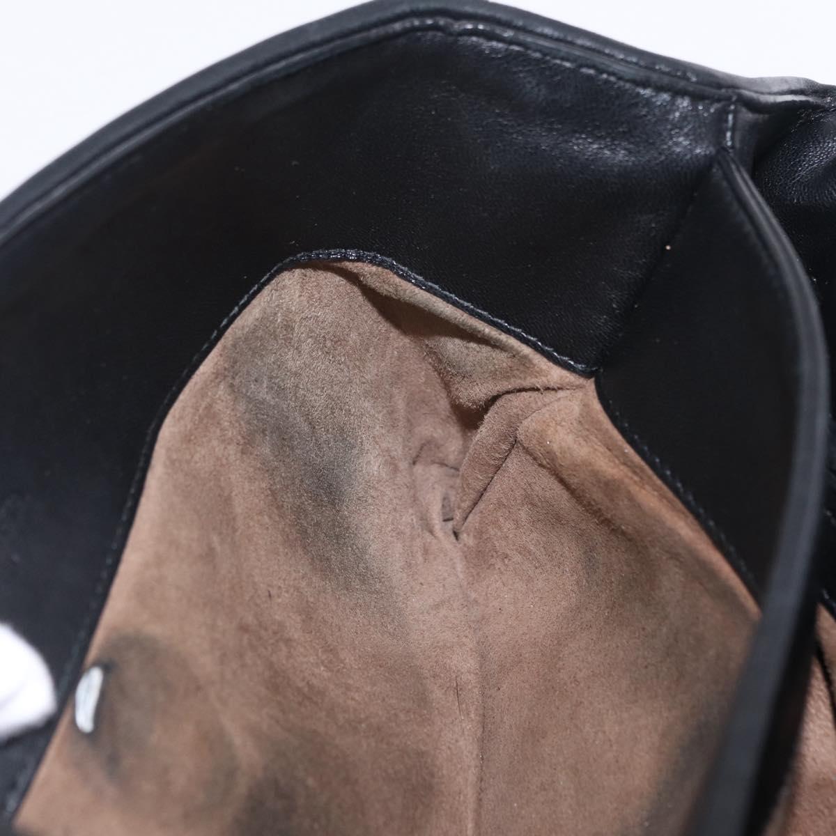 BOTTEGA VENETA INTRECCIATO Chain Shoulder Bag Leather Black Auth BA15490