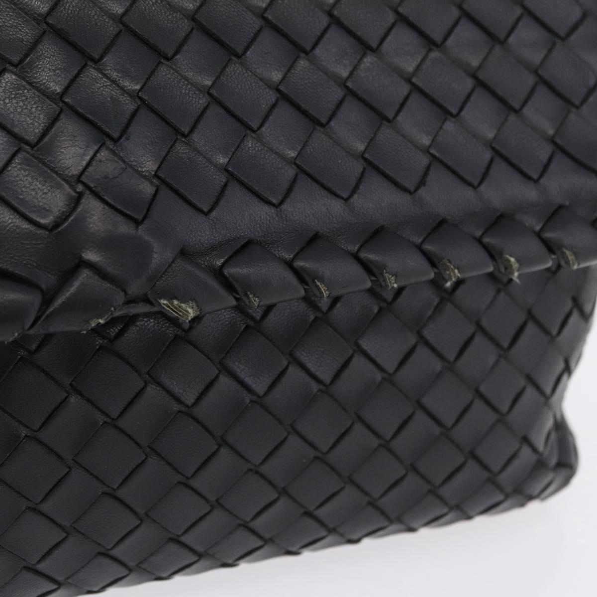BOTTEGA VENETA INTRECCIATO Chain Shoulder Bag Leather Black Auth BA15490