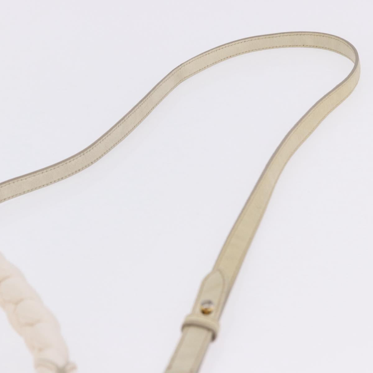 Miu Miu Matelasse Hand Bag Patent 2way White Gold Tone Auth BA15492A