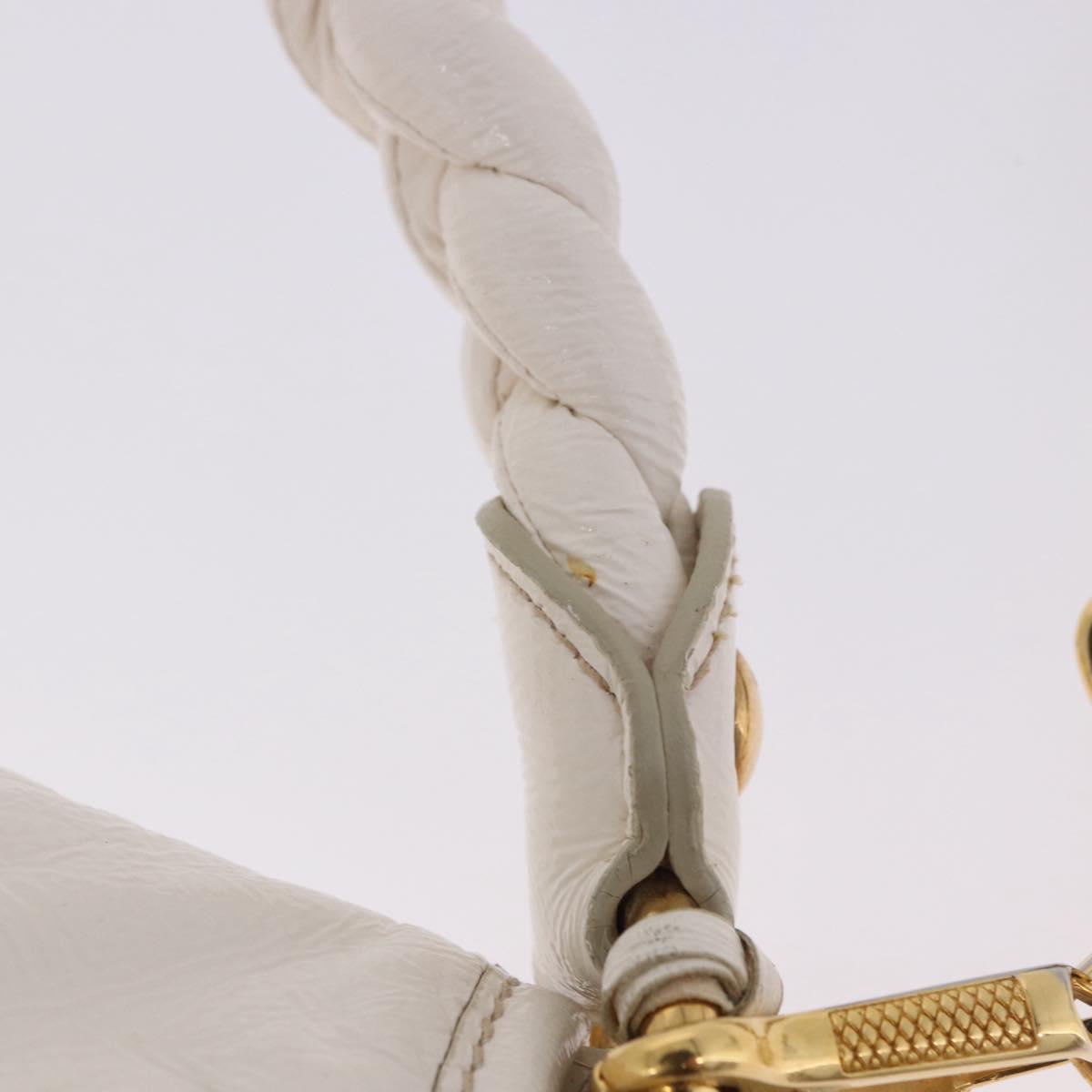 Miu Miu Matelasse Hand Bag Patent 2way White Gold Tone Auth BA15492A