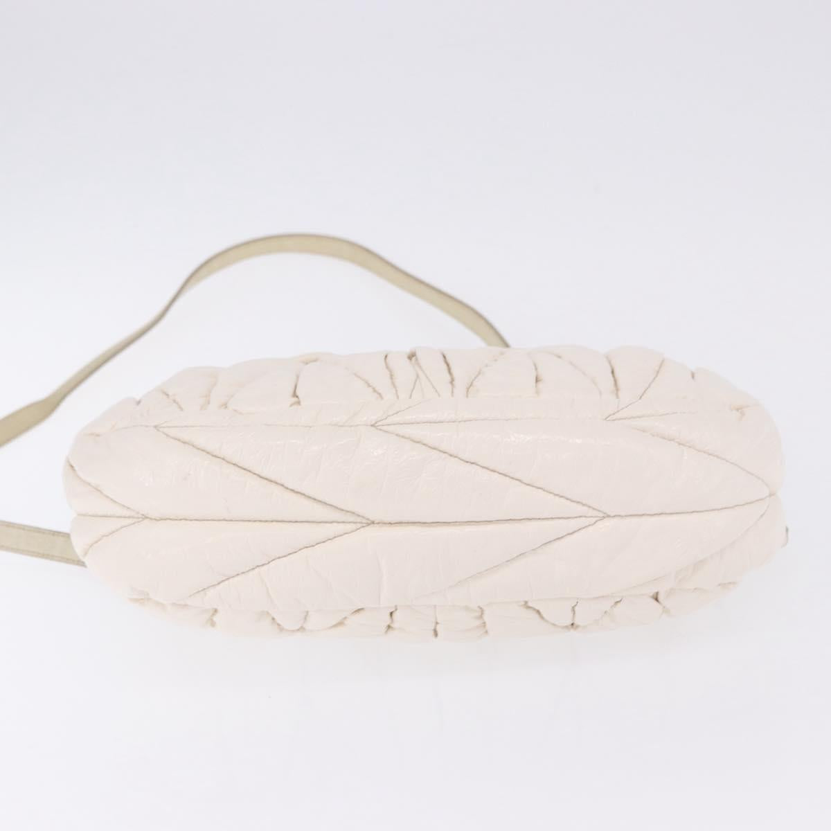 Miu Miu Matelasse Hand Bag Patent 2way White Gold Tone Auth BA15492A