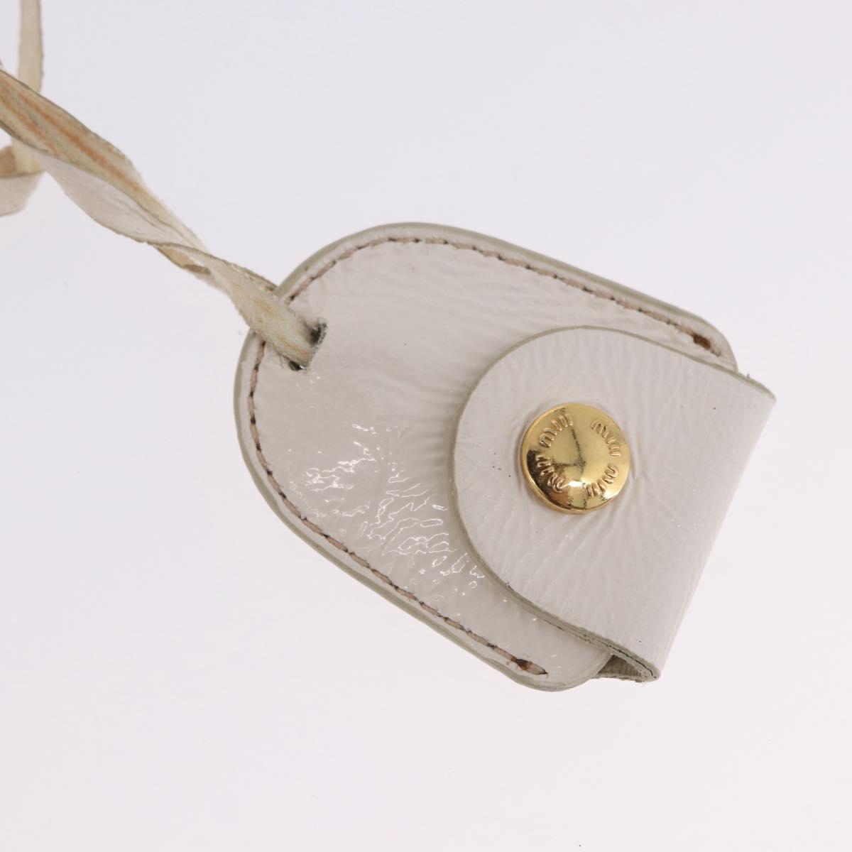 Miu Miu Matelasse Hand Bag Patent 2way White Gold Tone Auth BA15492A