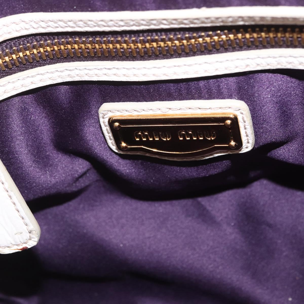 Miu Miu Matelasse Hand Bag Patent 2way White Gold Tone Auth BA15492A