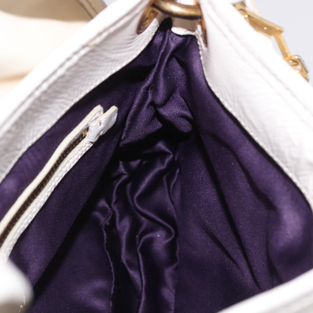 Miu Miu Matelasse Hand Bag Patent 2way White Gold Tone Auth BA15492A
