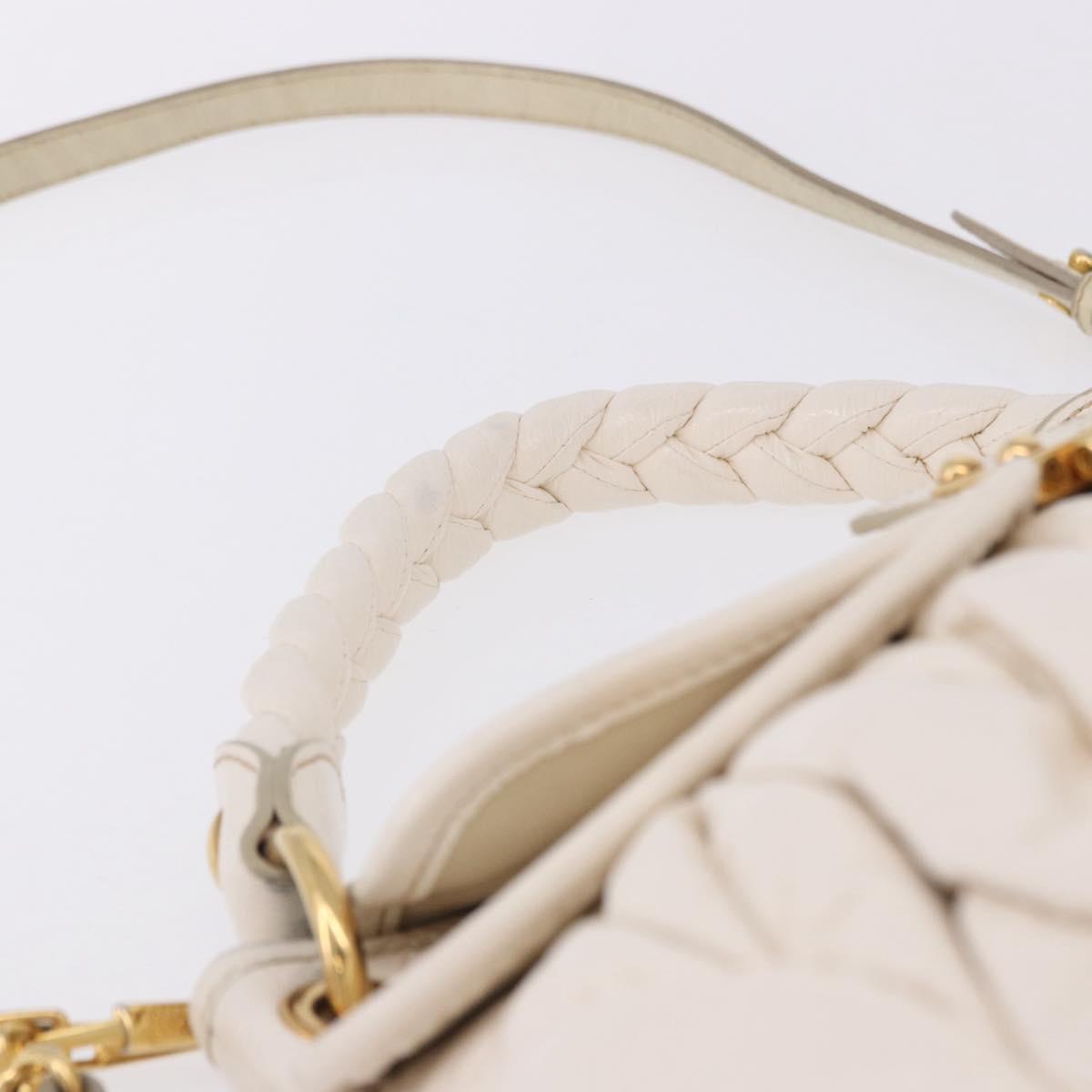 Miu Miu Matelasse Hand Bag Patent 2way White Gold Tone Auth BA15492A