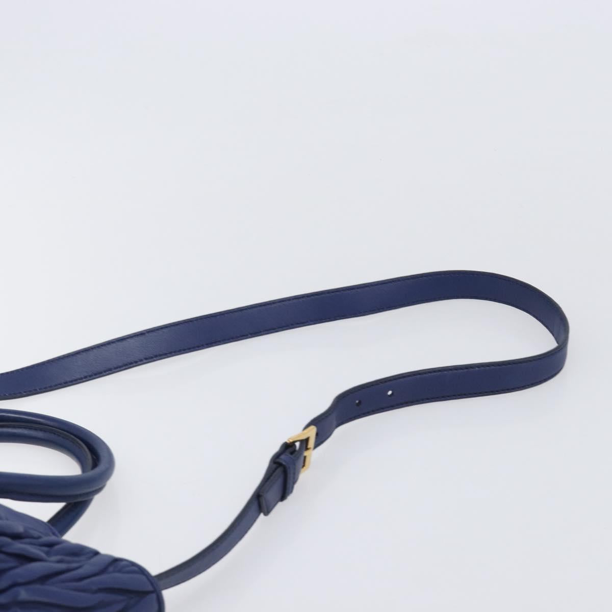 Miu Miu Matelasse Hand Bag Leather 2way Blue Gold Tone Auth BA15493V