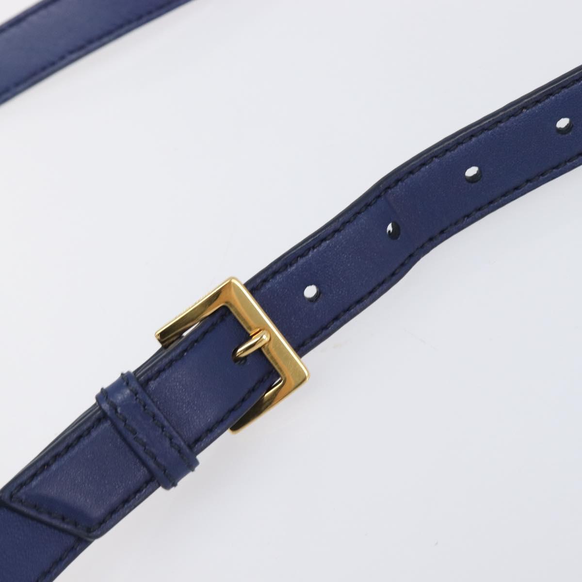Miu Miu Matelasse Hand Bag Leather 2way Blue Gold Tone Auth BA15493V