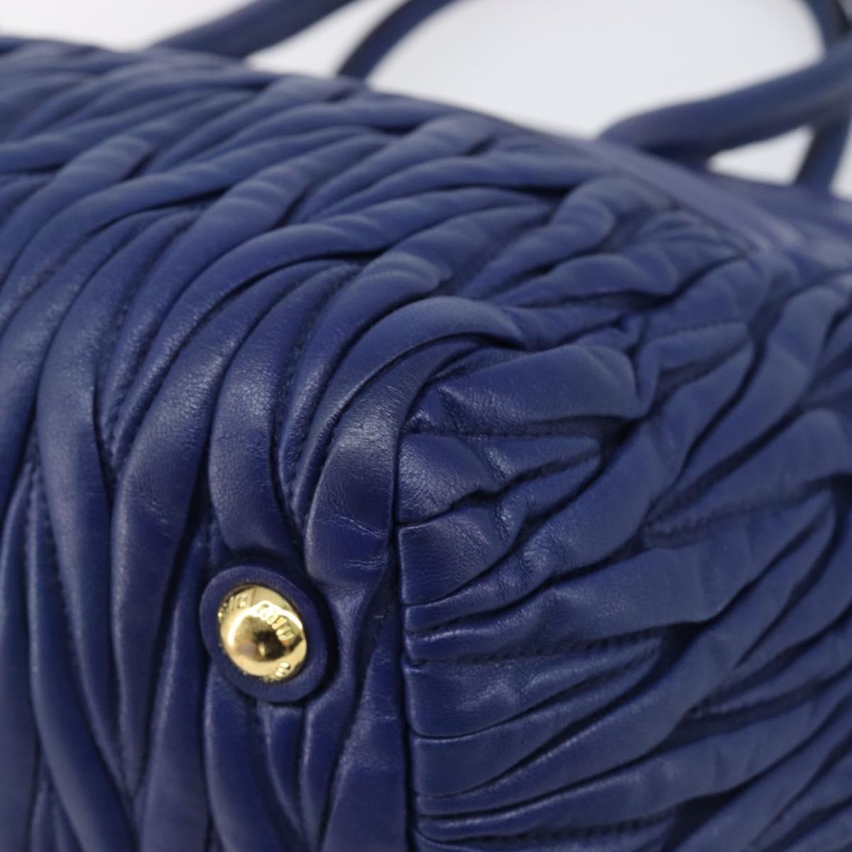 Miu Miu Matelasse Hand Bag Leather 2way Blue Gold Tone Auth BA15493V
