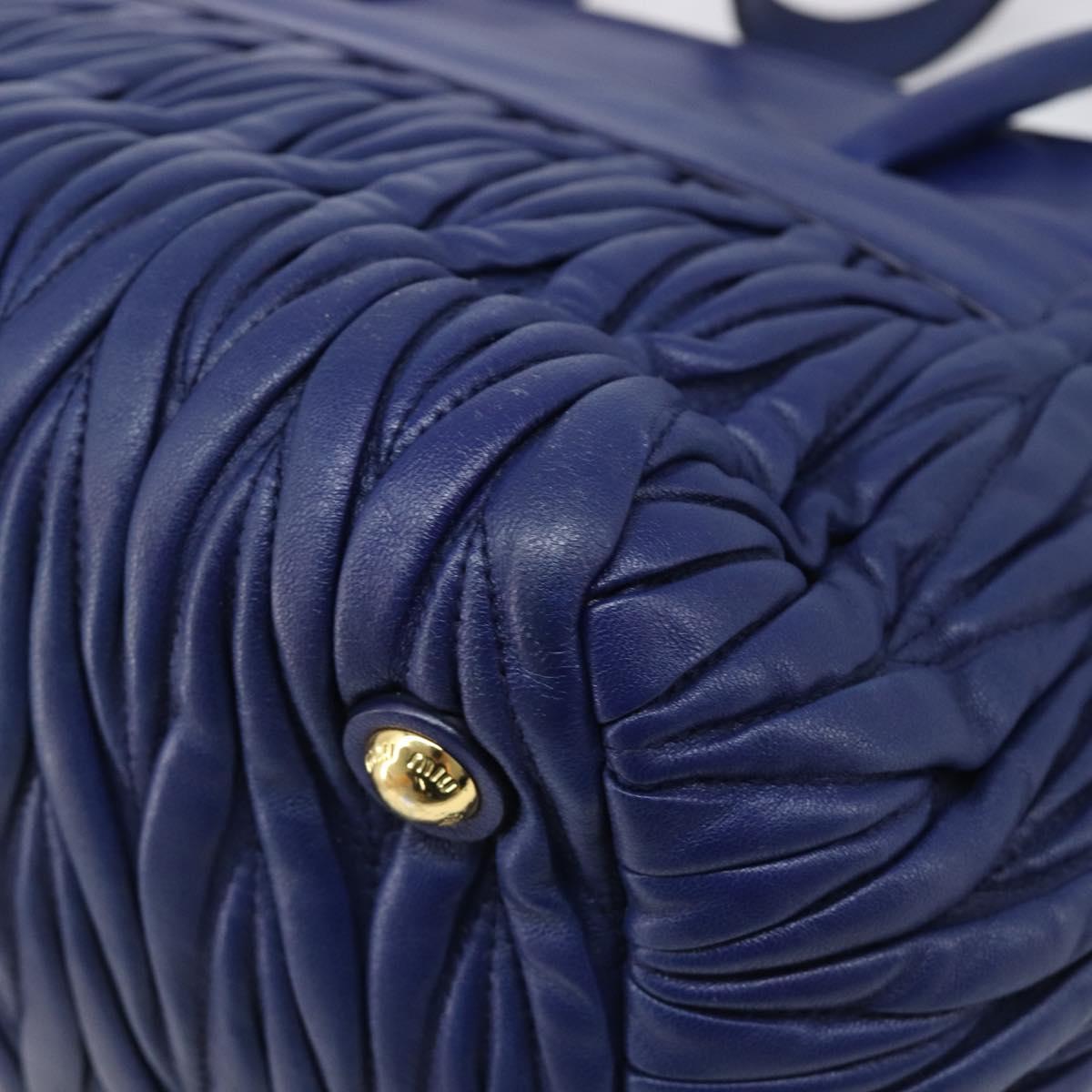 Miu Miu Matelasse Hand Bag Leather 2way Blue Gold Tone Auth BA15493V