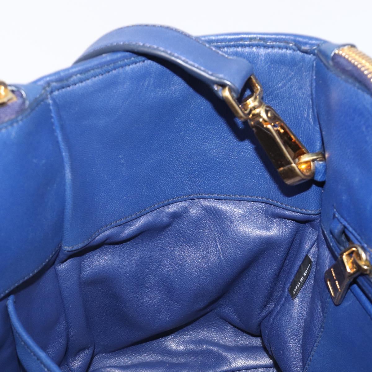 Miu Miu Matelasse Hand Bag Leather 2way Blue Gold Tone Auth BA15493V