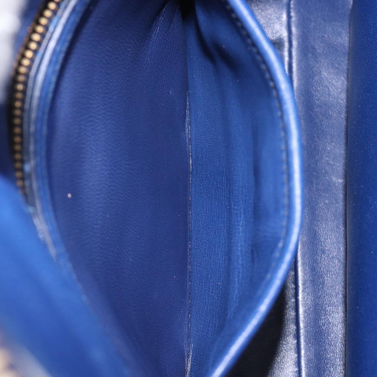Miu Miu Matelasse Hand Bag Leather 2way Blue Gold Tone Auth BA15493V