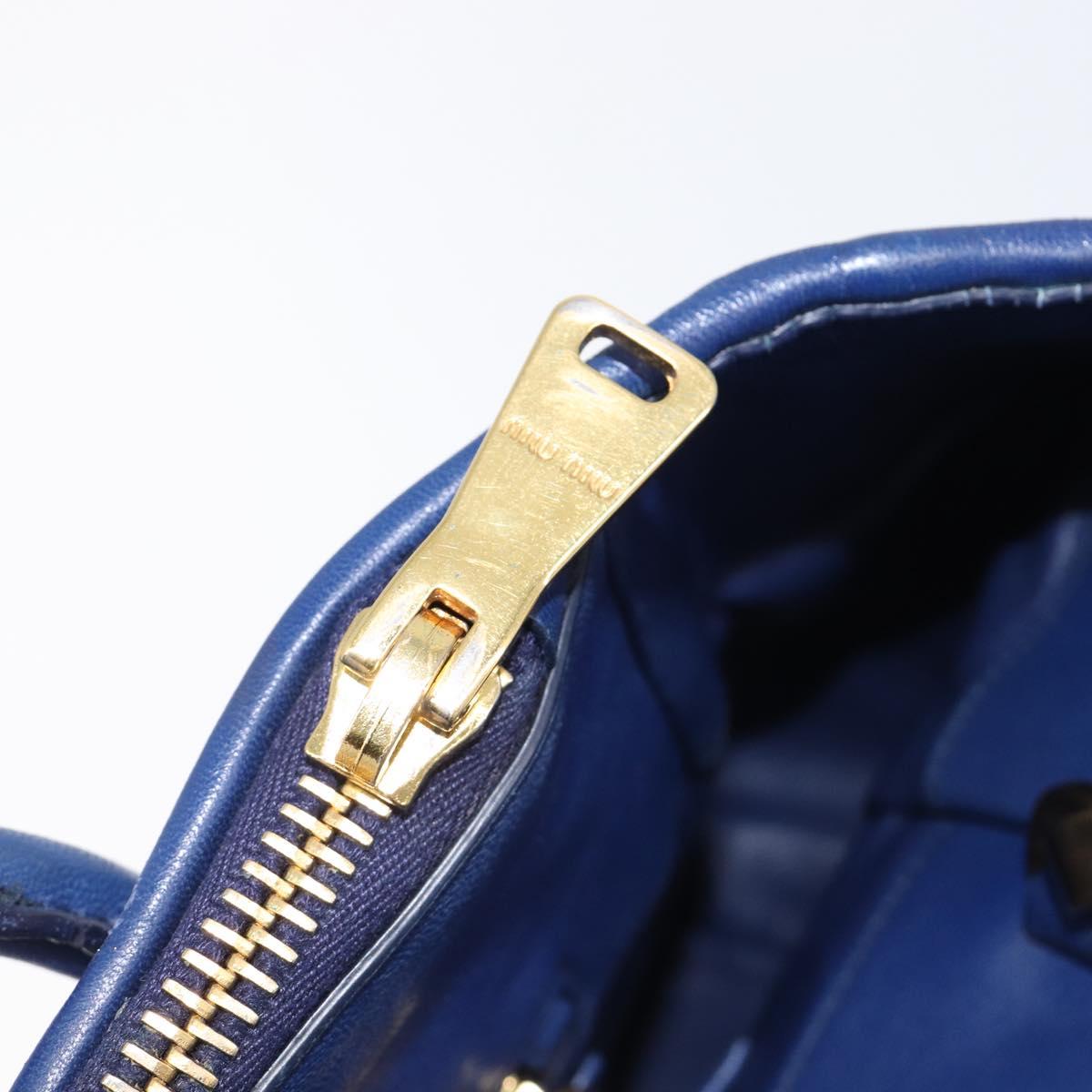 Miu Miu Matelasse Hand Bag Leather 2way Blue Gold Tone Auth BA15493V