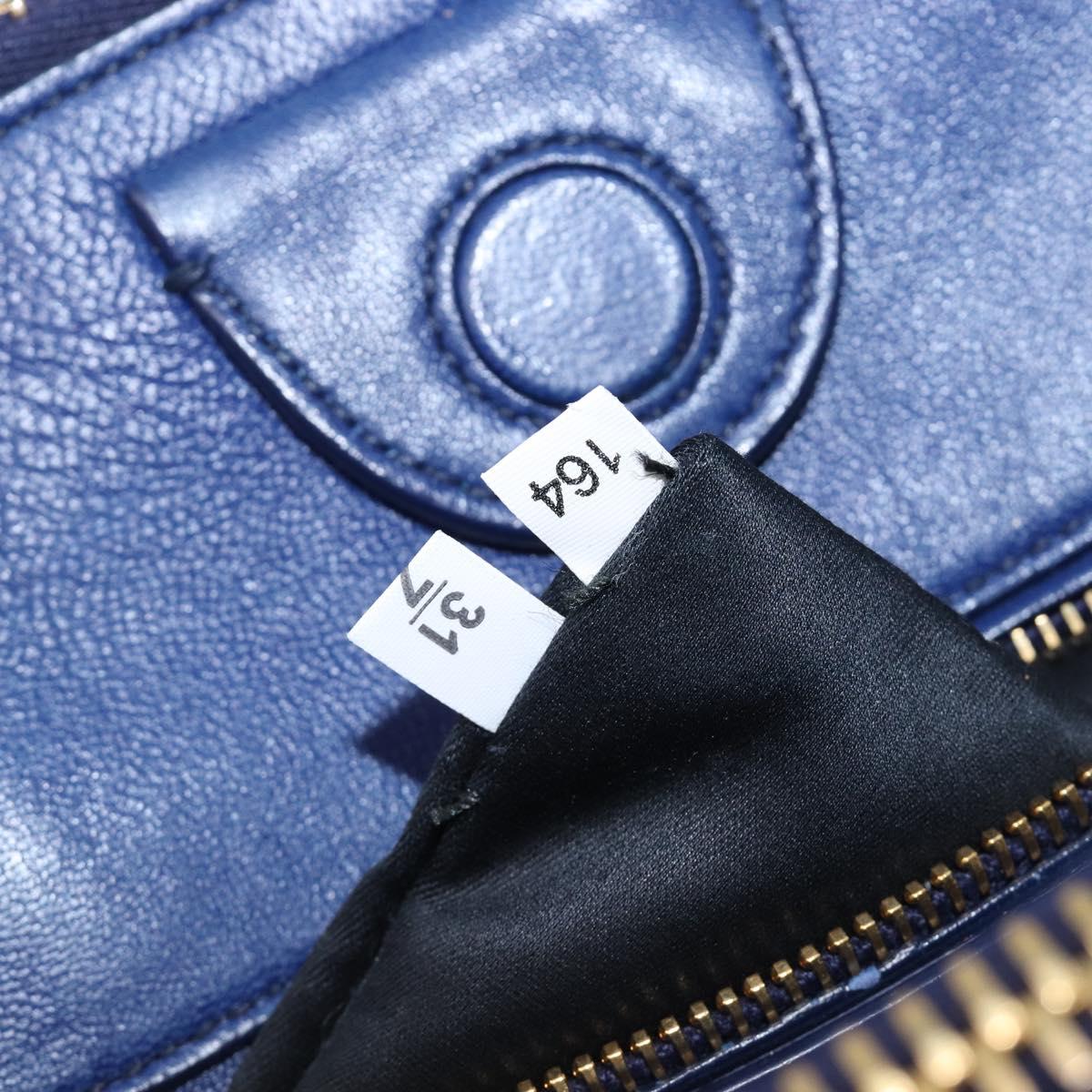 Miu Miu Matelasse Hand Bag Leather 2way Blue Gold Tone Auth BA15493V