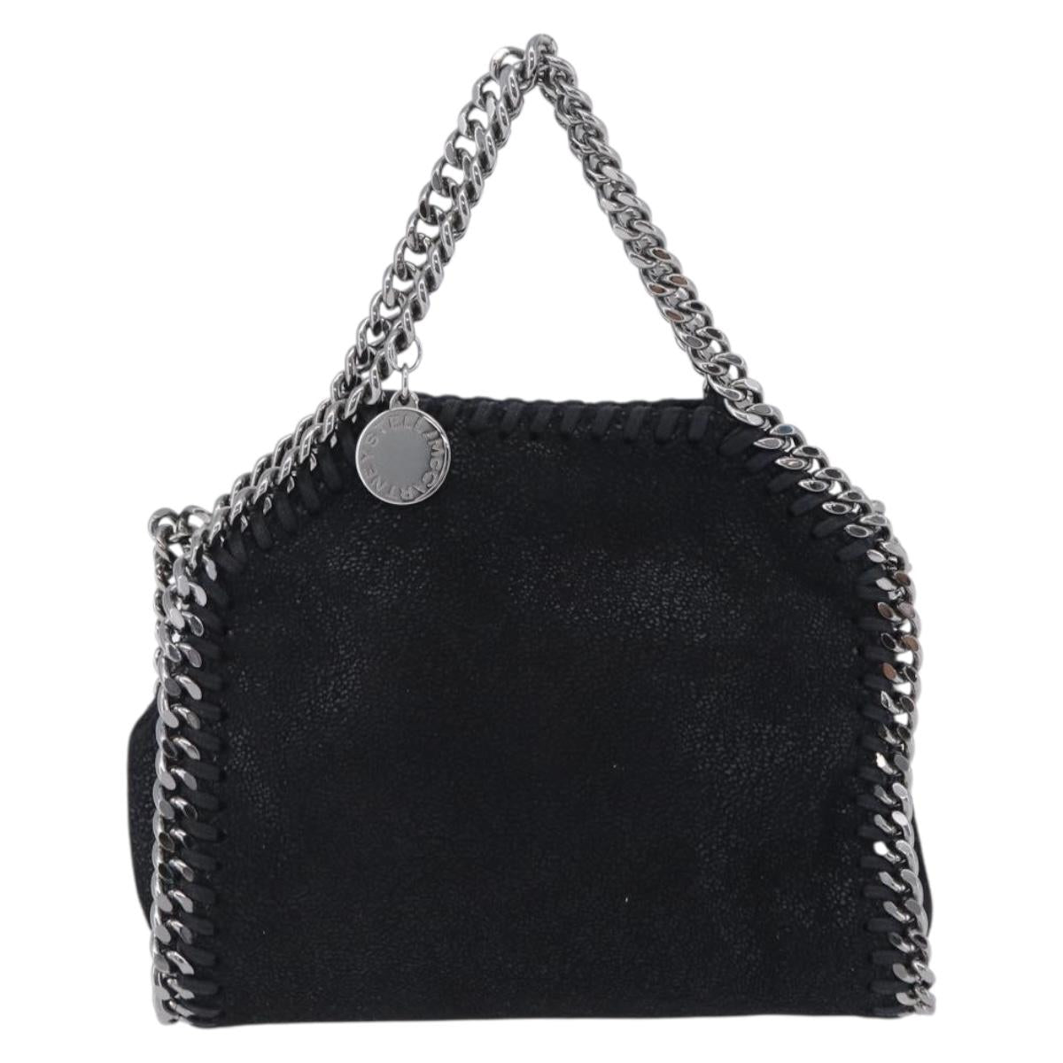 Stella MacCartney Falabella Hand Bag Suede 2way Black Silver Auth BA15495
