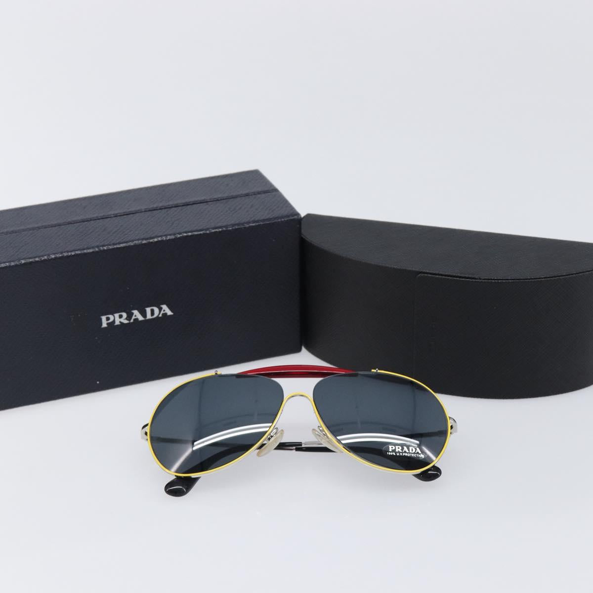 PRADA Sunglasses Metal Yellow Red Auth BA15496